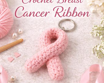 Crochet Breast Cancer Ribbon Keychain Pattern (PDF Download)