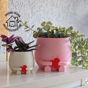 Pot de plante heureux cadeau de Saint-Valentin pour son cadeau pour lui pot de plante de la Saint-Valentin visage heureux pot de plante mignon pot de planteur visage heureux