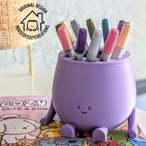 Uchwyt na ołówki Happy Face pojemnik na markery przytulne hobby kolorowanka uroczy organizer na biurko wyjątkowy pomysł na prezent urocze akcesoria na biurko akcesoria do kolorowania