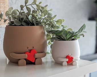 Happy plant pot Valentine gift for her gift for him valentine's day plant pot face happy cute plant pot planter pot happy face