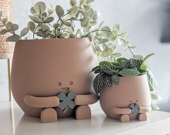 Lucky Clover Happy Plant Pot Clover Good Luck gift for her gift for him plant pot face happy cute plant pot planter pot happy face