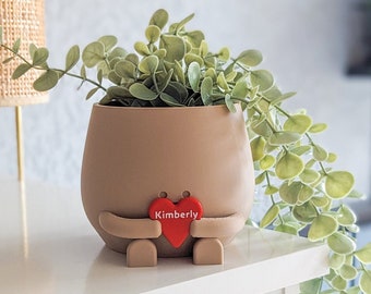 Personalized Valentine gift for her personalized gift for him valentine's day plant pot face happy cute plant pot planter pot happy face
