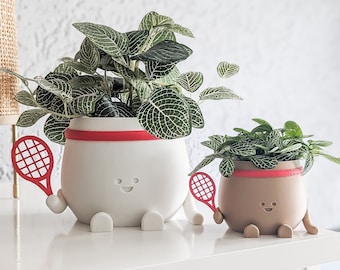 Tennis player gift plant pot happy face indoor planter birthday gift flower pot tennis player Tennis liebhaber gift father's day gift