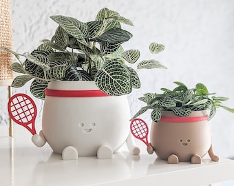 Tennis player gift plant pot happy face indoor planter birthday gift flower pot tennisspieler Tennisliebhaber geschenk father's day gift