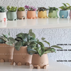 Happy plant pot Valentine gift for her gift for him valentine's day plant pot face happy cute plant pot planter pot happy face afbeelding 9