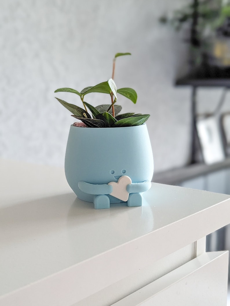 Baby boy gift idea blue plant pot with gift for him