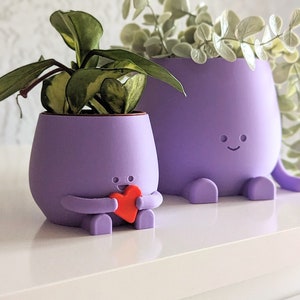 Happy plant pot Valentine gift for her gift for him valentine's day plant pot face happy cute plant pot planter pot happy face Lavender