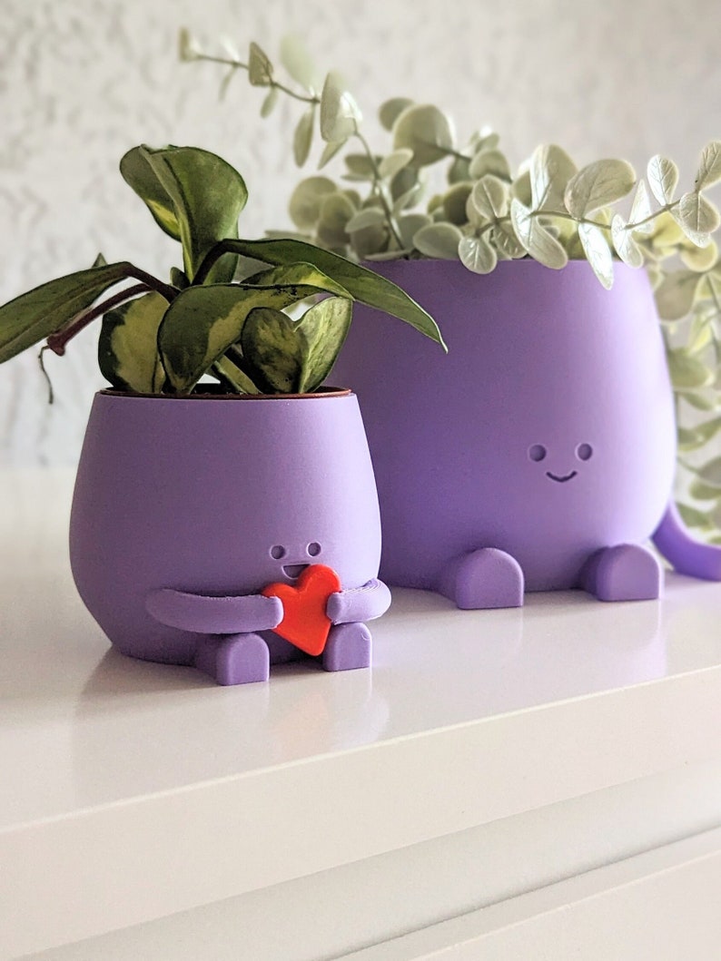 Happy plant pot Valentine gift for her gift for him valentine's day plant pot face happy cute plant pot planter pot happy face Lavender