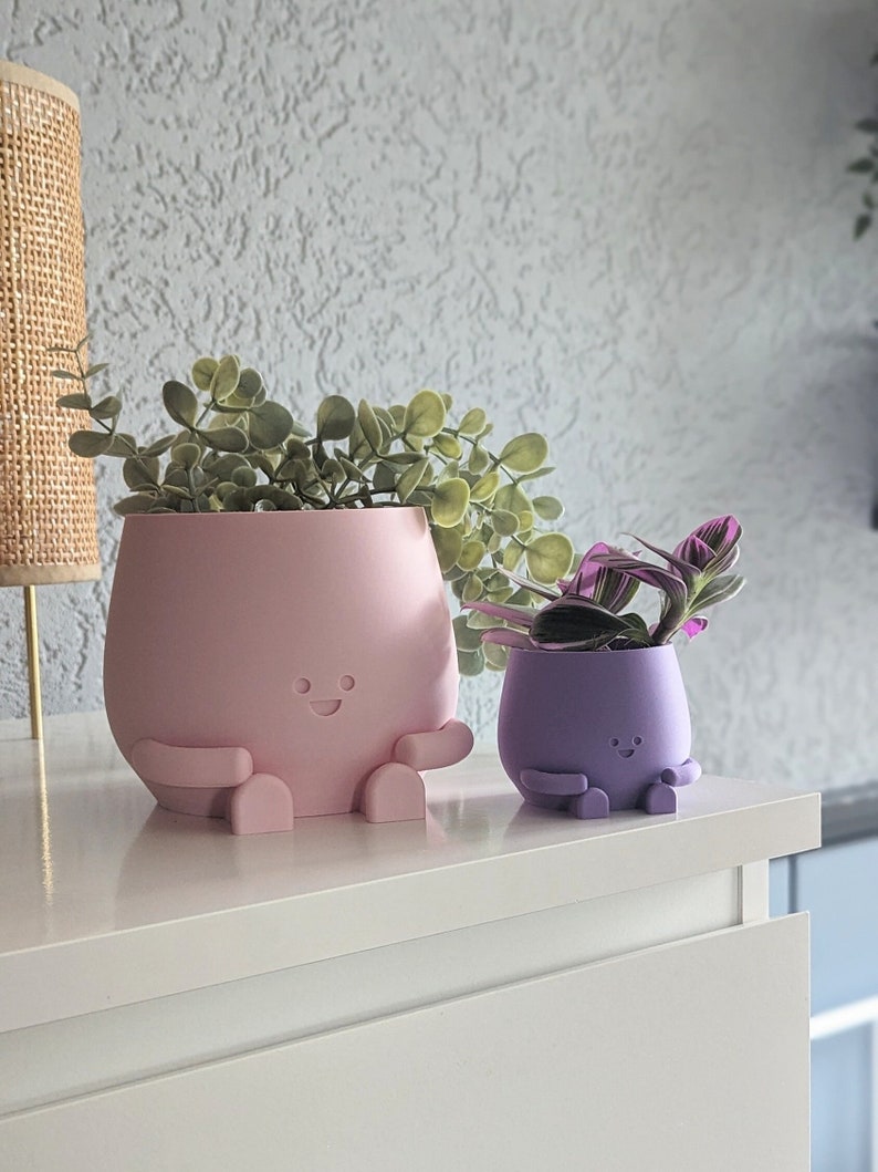 Plant pot face ultra happy cute plant pot cute decoration indoor planter pot happy face plant lover gift birthday gift planter flower pot image 2