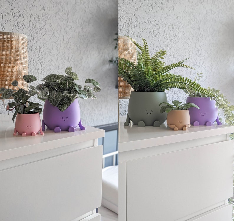 Plant pot face happy cute plant pot cute decoration indoor planter pot happy face plant lover gift birthday gift cute planter pot flower pot Lavender