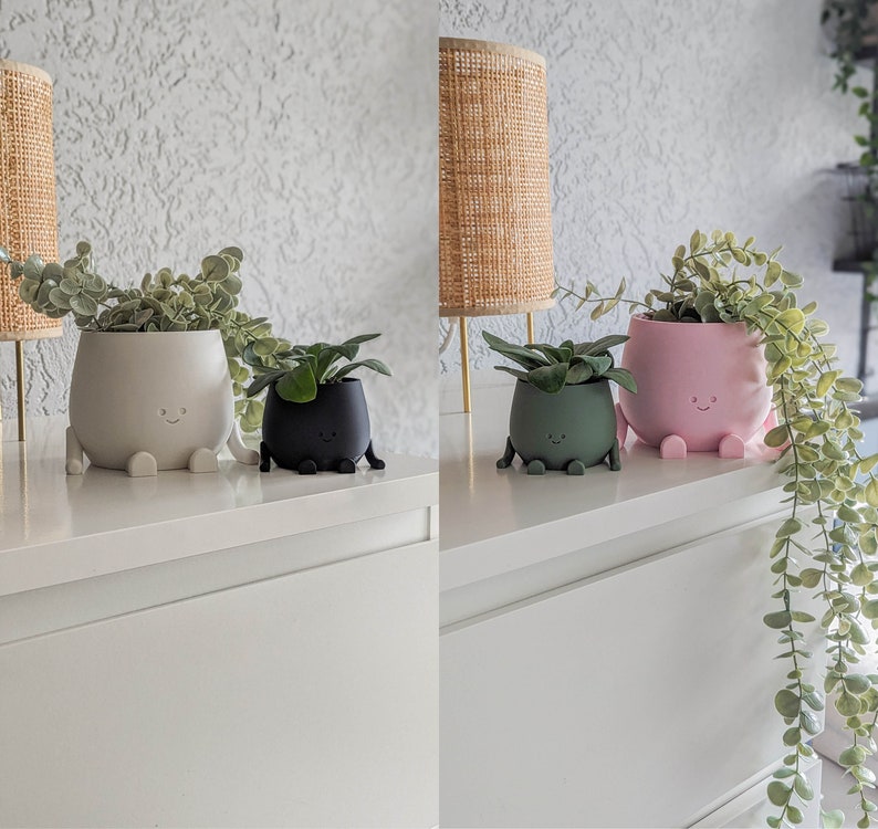 Plant pot face happy cute plant pot cute decoration indoor planter pot happy face plant lover gift birthday gift cute planter pot flower pot image 6