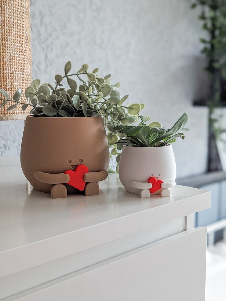 Happy plant pot Valentine gift for her gift for him valentines day plant pot face happy cute plant pot planter pot happy face