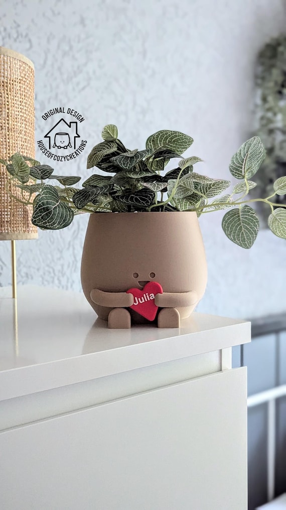 Personalized Valentine gift for her personalized gift for him valentine's day plant pot face happy cute plant pot planter pot happy face