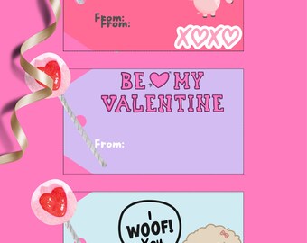 Valentine’s Printable Candy Tags for Kids | Pack of 6 Valentine Candy tags