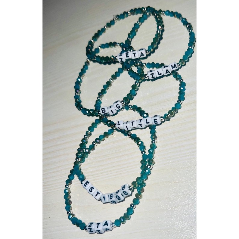 Zeta Tau Alpha Bracelet, Custom Sorority Gift Bracelet, Personalized Greek Letter Bracelet, Word Bead Bracelets, ZTA Bracelet image 1