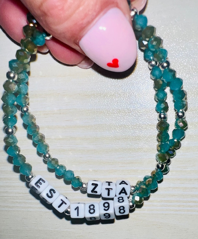 Zeta Tau Alpha Bracelet, Custom Sorority Gift Bracelet, Personalized Greek Letter Bracelet, Word Bead Bracelets, ZTA Bracelet image 3