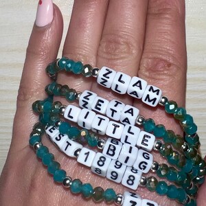 Zeta Tau Alpha Bracelet, Custom Sorority Gift Bracelet, Personalized Greek Letter Bracelet, Word Bead Bracelets, ZTA Bracelet image 4