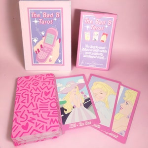 Playful Pink Tarot Cards Deck - 'The Bad B Tarot' - Modern Divination with a Sassy Twist for Empowerment and Guidance. Hand drawn