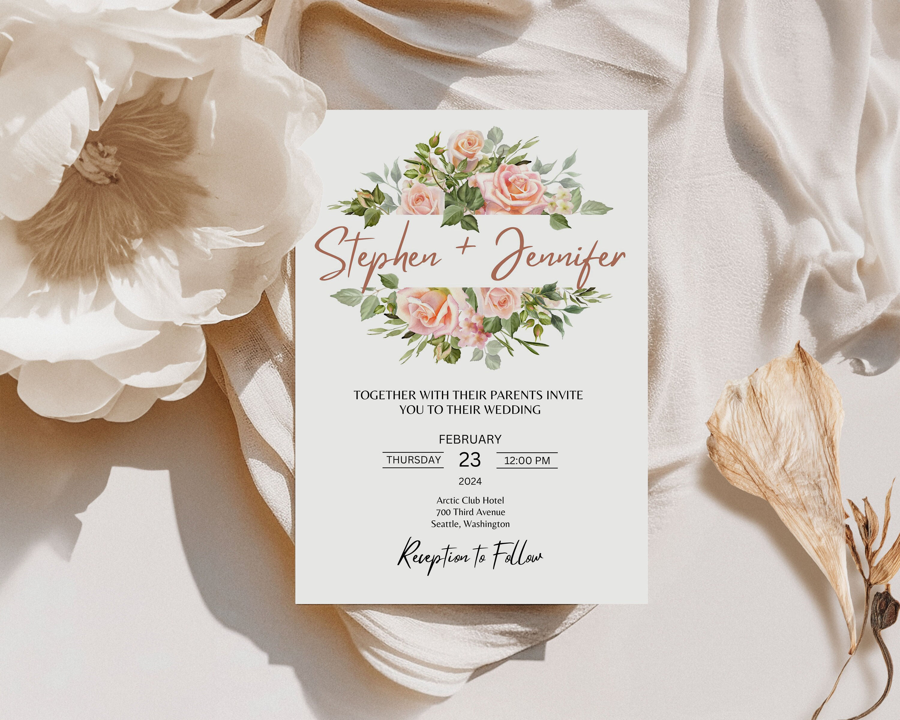 Editable Wedding Invitation, Floral Wedding Invitation, Floral Invite ...