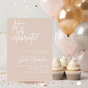 Festeggiamo l'invito alla festa, l'invito di compleanno modificabile, gli inviti alla festa di compleanno a sorpresa, l'invito di compleanno, il modello di invito