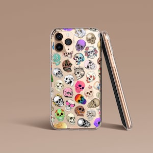 Skulls Clear Phone Case For iPhone 16e 16 Pro Max Ultra Mini 15 14 13 12 MagSafe 11, 7/8/SE20/SE22 7/8 Plus Samsung Galaxy S25 S24