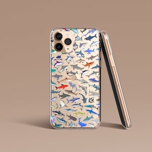 Sharks Clear Phone Case For iPhone 16e 16 Pro Max Ultra Mini 15 14 13 12 MagSafe 11, 7/8/SE20/SE22 7/8 Plus Samsung Galaxy S25 S24