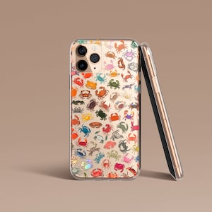 Crabs Clear Phone Case For iPhone 16e 16 Pro Max Ultra Mini 15 14 13 12 MagSafe 11, 7/8/SE20/SE22 7/8 Plus Samsung Galaxy S25 S24