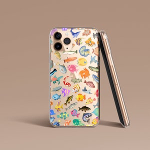 Fish Clear Phone Case For iPhone 16e 16 Pro Max Ultra Mini 15 14 13 12 MagSafe 11, 7/8/SE20/SE22 7/8 Plus Samsung Galaxy S25 S24