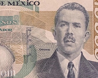 Mexico 10000 Pesos 1988 P-90b VF Collectible Banknote | Lazaro Cardenas Vintage Paper Money