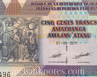 Billete de colección de 500 francos de Burundi, año 2011, P-45 UNC / Moneda africana auténtica / Billete de curso legal mundial