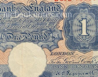 England 1 Pound ND (1940–1948) P-367 VF Collectible Banknote | WWII Emergency Issue | King George vi British Currency