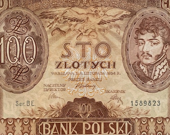 Poland 100 Zlotych 1934 P-75 XF collectible banknote