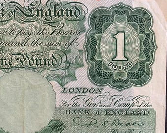 England 1 Pound ND (1949–1955) P-369b XF+ Collectible Banknote | King George VI | Bank of England British Currency