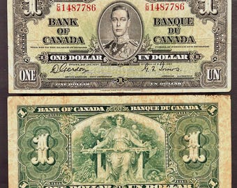 Canada 1 Dollar 1937 P-58 VF Collectible Banknote | King George VI Vintage Paper Money