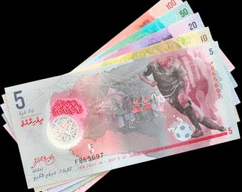 Pakiet kolekcjonerskich banknotów polimerowych UNC z Malediwów