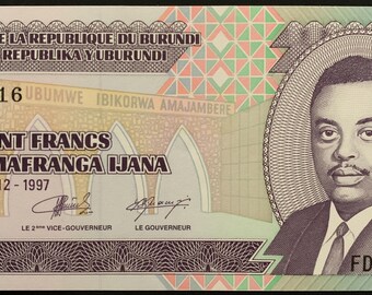 Banconota da collezione P-37b UNC da 100 franchi del Burundi del 1997