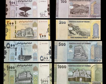 Yemen 100 to 1000 Rials 2017-2018 UNC Collectible Banknote Bundle | Central Bank of Aden Set