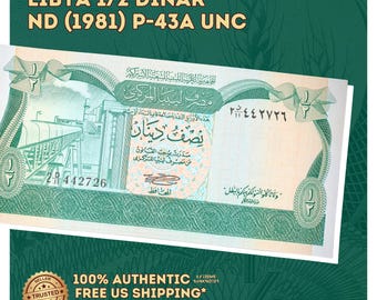 Öl Industrie und Landwirtschaft Banknote | Libyen 1/2 Dinar ND (1981) P-43a UNC | Afrikanisches Papiergeld | Vintage Sammler Währung