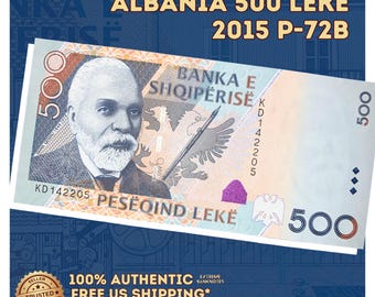 Nota comemorativa da Independência da Albânia | Albânia 500 Lekë 2015 P-72b AUNC | Moeda histórica europeia | Cédula colecionável