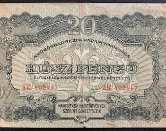 Hungary Russian Army Occupation 20 Pengő 1944 P-M6 VF Collectible Banknote | Rare WWII Military Issue | Authentic Hungarian Currency