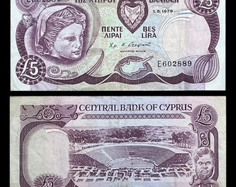 Cyprus 5 Pounds 1979 P-47 VF Collectible Banknote | Authentic Cypriot Vintage Paper Money