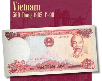 Vietnam 500 Dong 1985 P-99 Banknote XF | Historic Ha Long Bay Cargo Ship Paper Money | Premium Asia Collectible World Currency