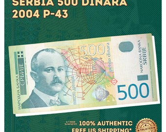 Jovan Cvijić Geldschein | Serbien 500 Dinara 2004 P-43 Sehr schön | Vintage Jugoslawien Pre Euro Währung | Europäisches Papiergeld Sammlerstück