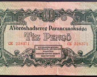Hungary Russian Army Occupation 10 Pengő 1944 P-M5 F Collectible Banknote | Rare WWII Military Issue | Authentic Hungarian Currency