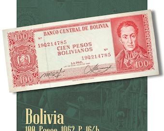 Bolivia 100 Pesos Bolivianos 1962 Banknote P-164b XF