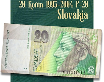 Slovakia 20 Korun Banknote 1993-2004 P-20 VF Condition | Prince Pribina Nitra Castle Slovakian Paper Money | ExtremeBanknotes Numismatics