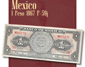 Mexico 1 Peso 1967 Banknote P-59j Fine