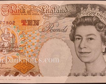 England 10 Pounds 1993 P-386a aUNC Collectible Banknote | Queen Elizabeth II & Charles Dickens | Bank of England Currency