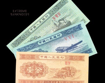 China A/UNC Fen Bundle - Vintage Asian Currency Set - PRC Renminbi Collectible Currency Lot
