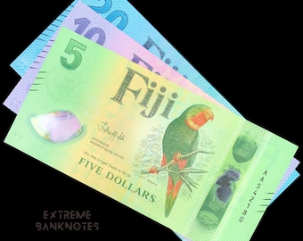 Fiji UNC Polymer Dollar Banknote Bundle – Fiji Modern Currency Set – Pacific Island Polymer Money